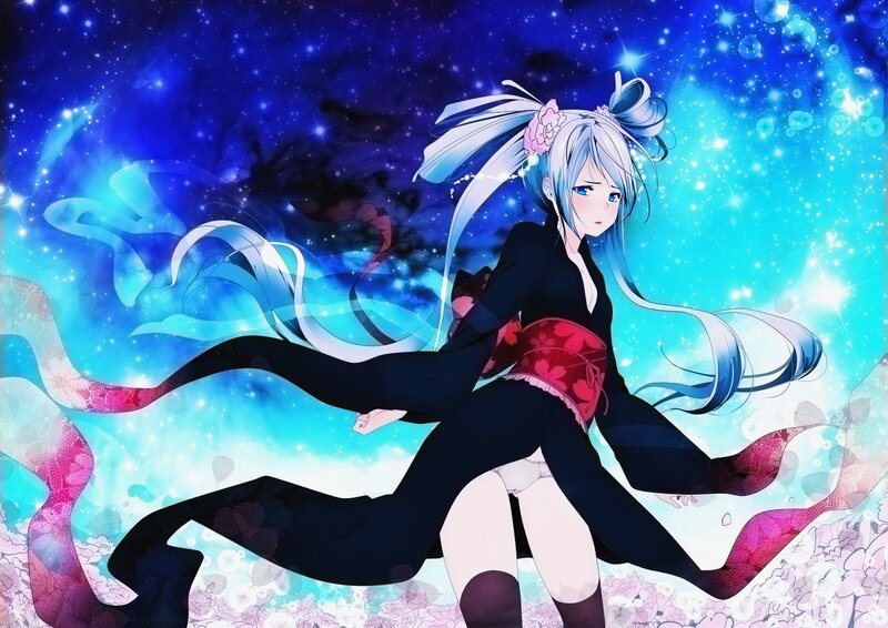 anime girl in starry space
