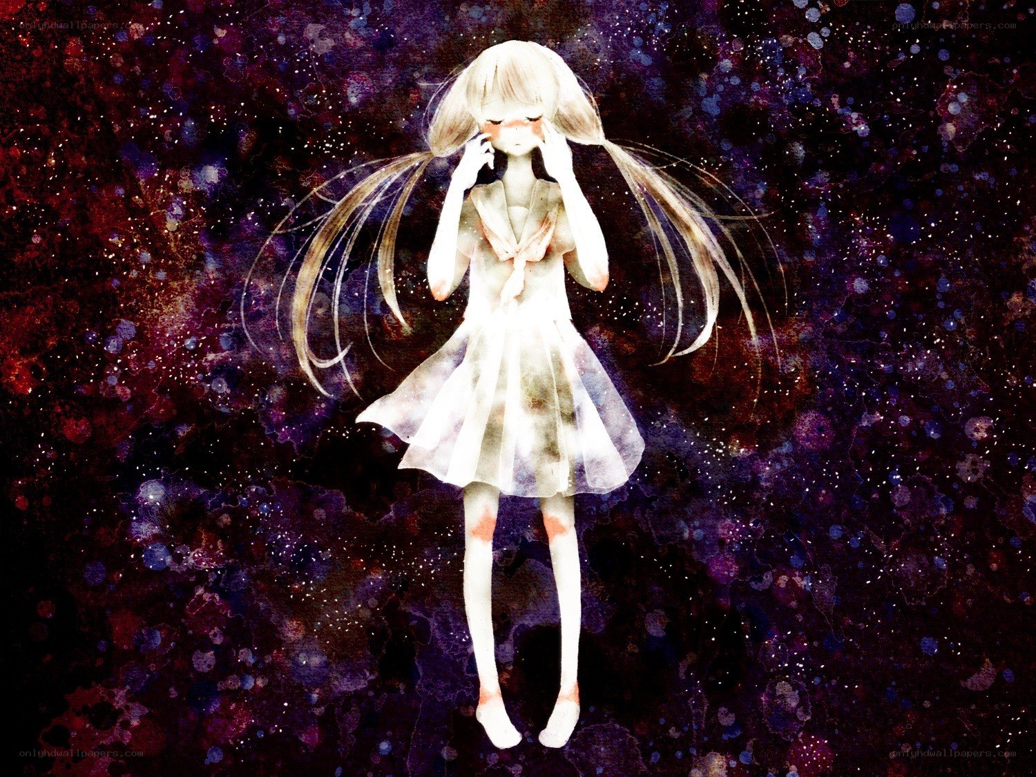 Anime girl in starry space