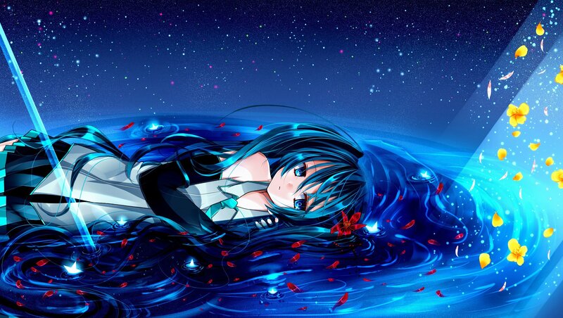 Anime girl in starry water