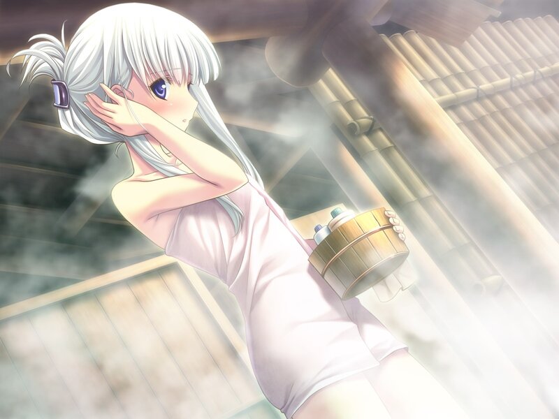 anime girl in steam room