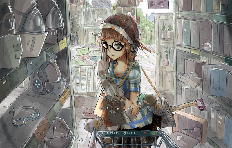 Anime Girl in Store — Brown