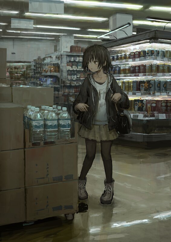 Anime Girl in Store — Gray