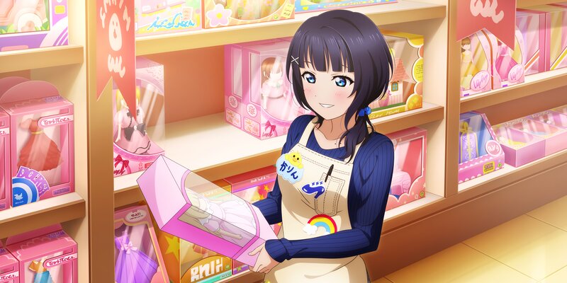 Anime Girl in Store — Pink, Cheerful, Afternoon