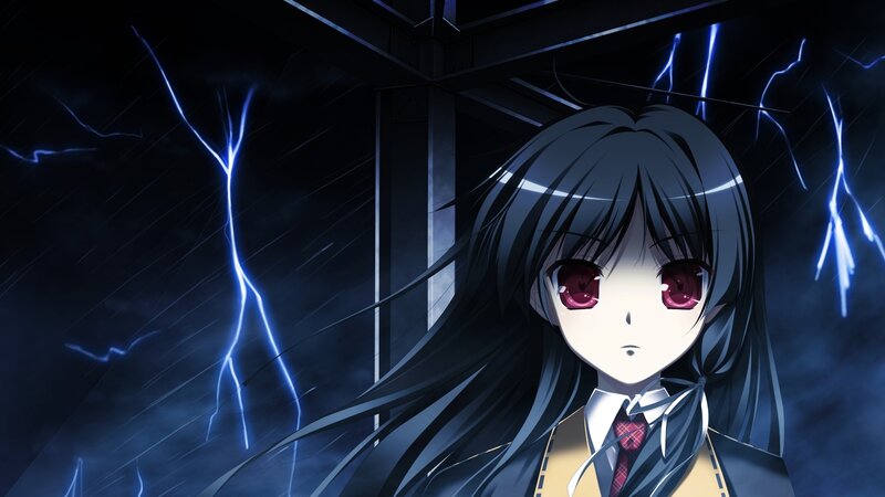 Anime Girl in Storm — Black, Dramatic