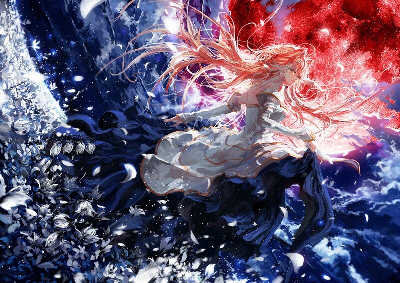 Anime Girl in Storm — Blue, Dramatic