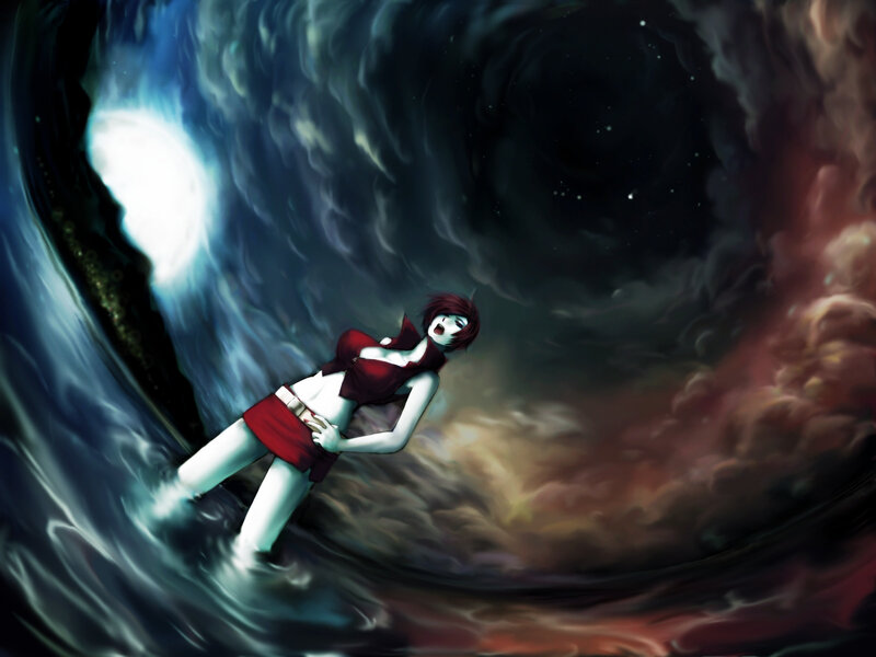 Anime Girl in Storm — Blue