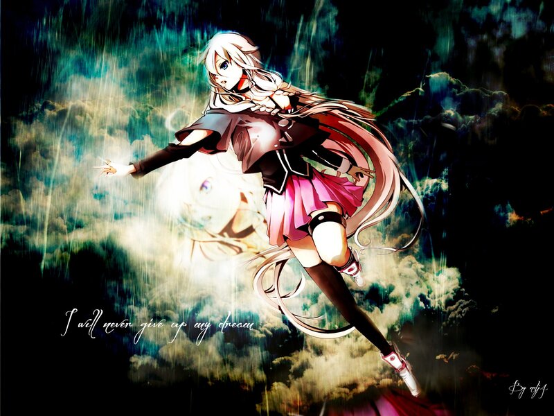 anime girl in stormy sky