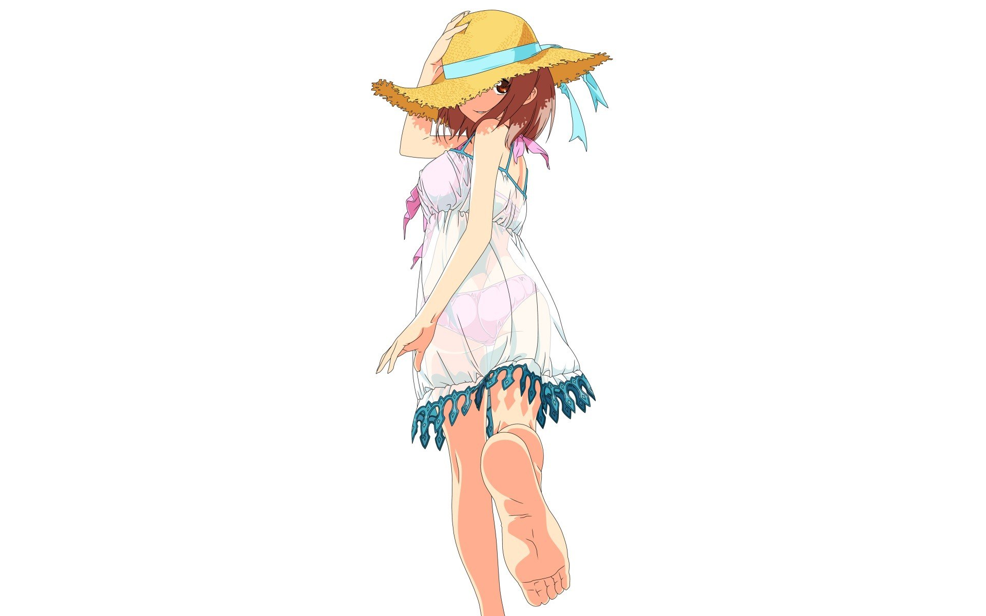 anime girl in straw hat