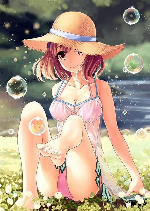 Anime girl in straw hat