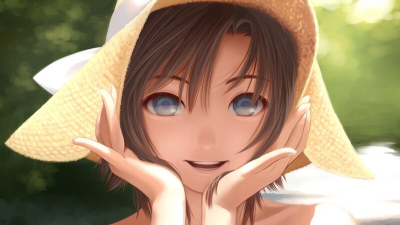 Anime Girl in Straw Hat — Brown