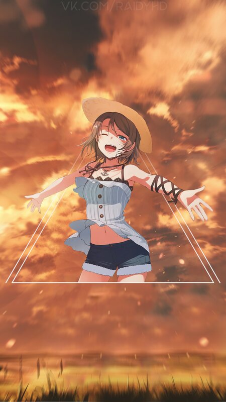Anime Girl in Straw Hat — Orange