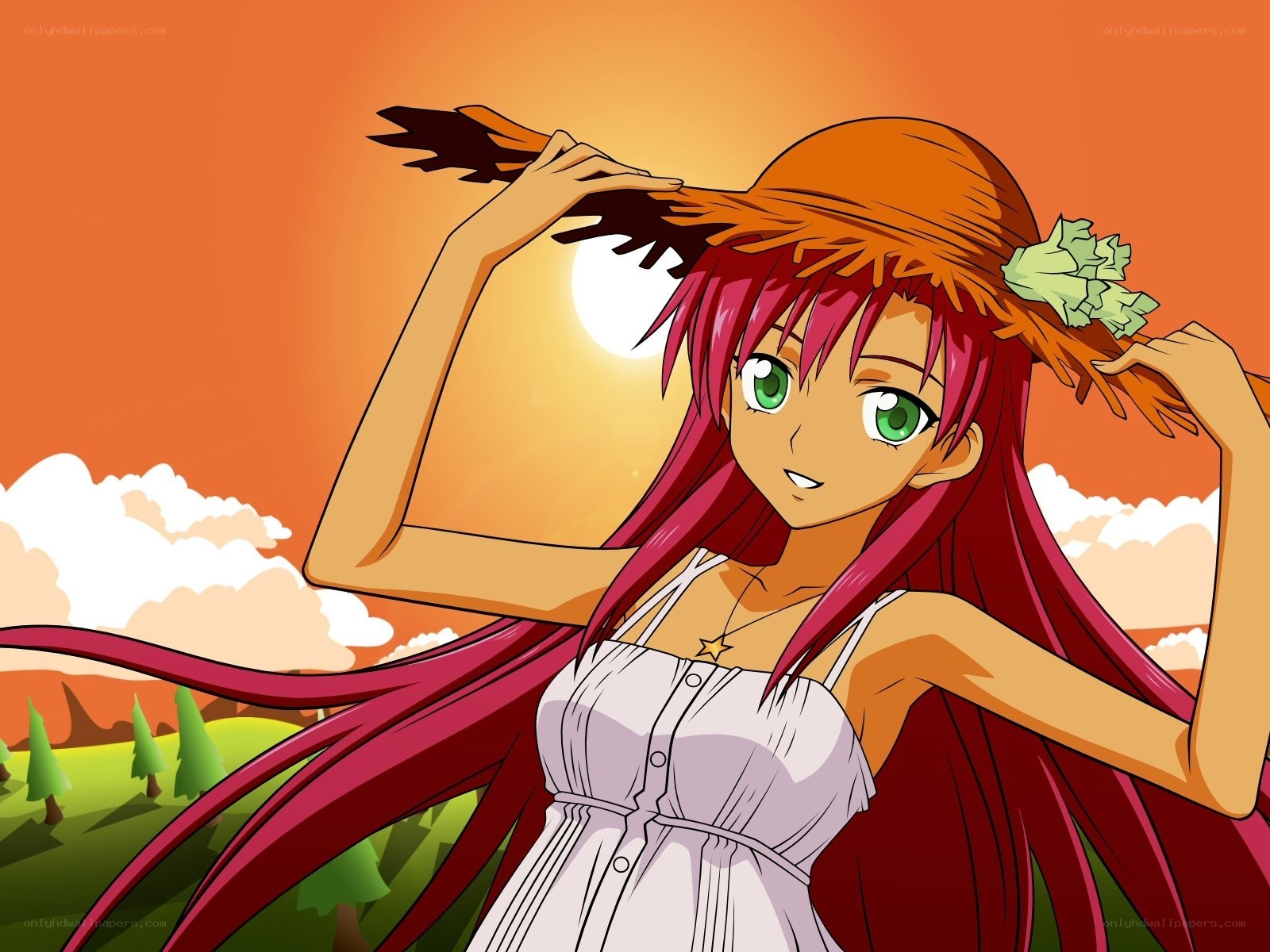 Anime girl in straw hat