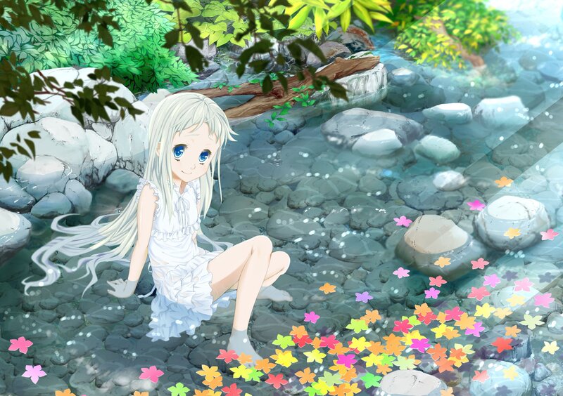 Anime Girl in Stream — Green, Serene