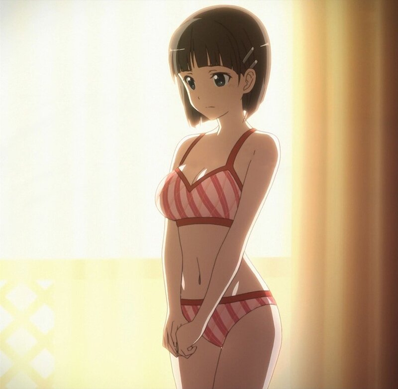 anime girl in striped bikini