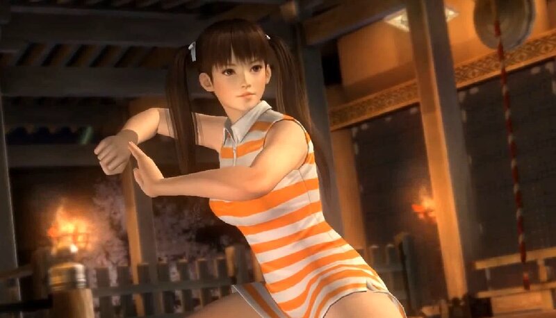 Anime Girl in Striped Dress — Orange, Calm