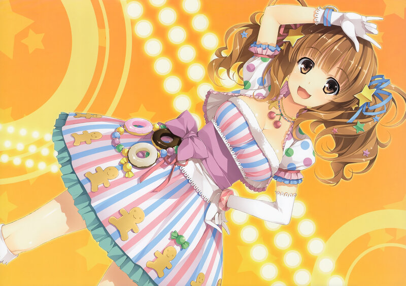 Anime Girl in Striped Dress — Orange