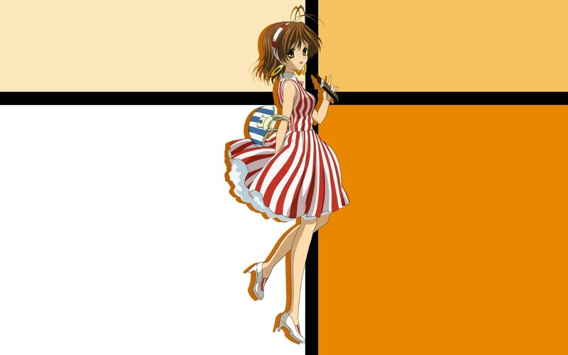 anime girl in striped dress