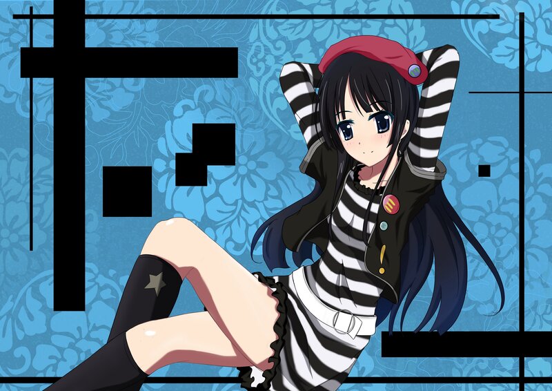 anime girl in striped outfit