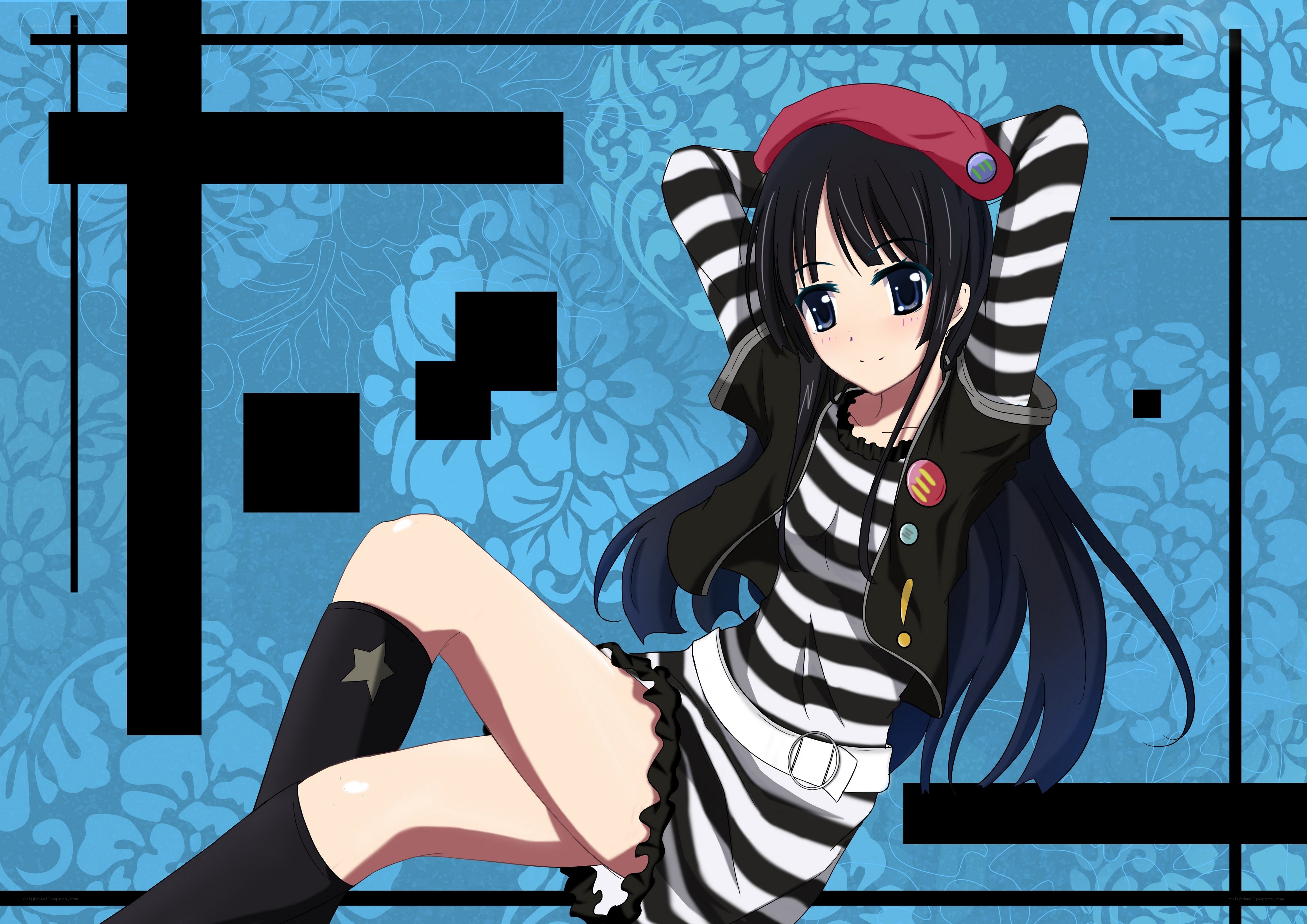 anime girl in striped outfit