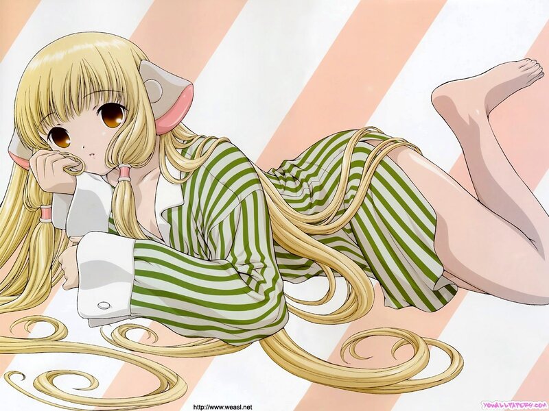 Anime girl in striped pajamas