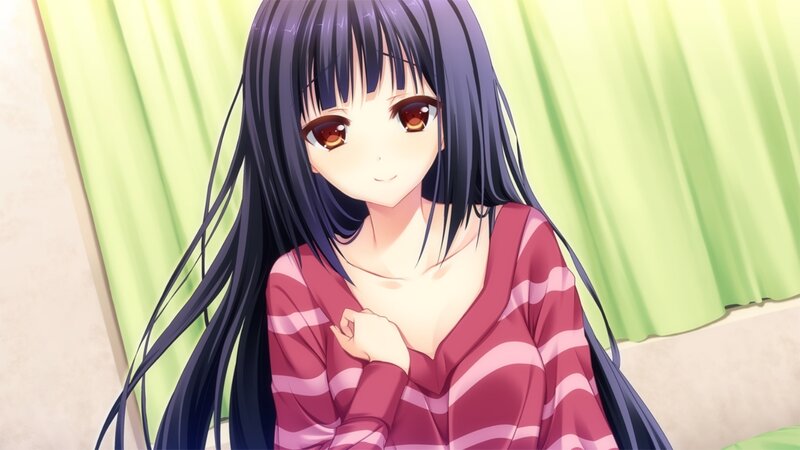 Anime Girl in Striped Shirt — Purple
