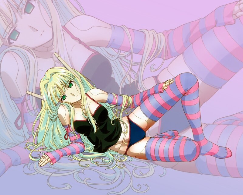 anime girl in striped socks