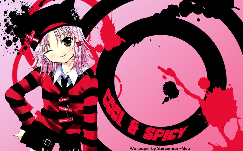 Anime Girl in Striped Sweater — Pink