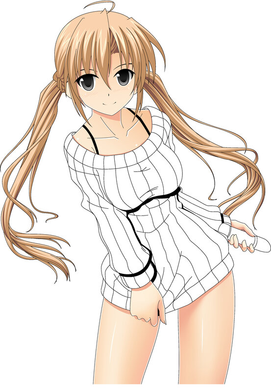 anime girl in striped sweater