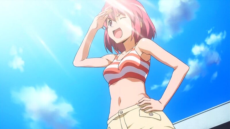 anime girl in striped top