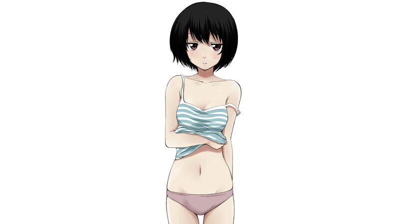 anime girl in striped top