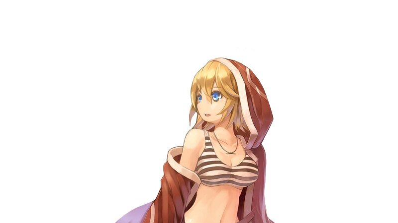anime girl in striped top