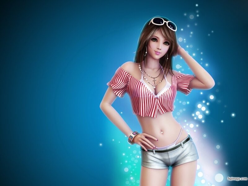 anime girl in striped top