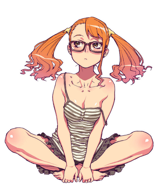 anime girl in striped top