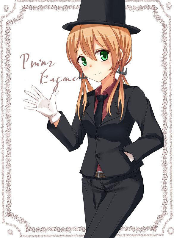 Anime Girl in Suit — Black, Playful