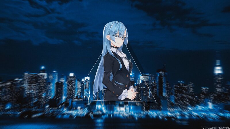 Anime Girl in Suit — Blue, Dramatic
