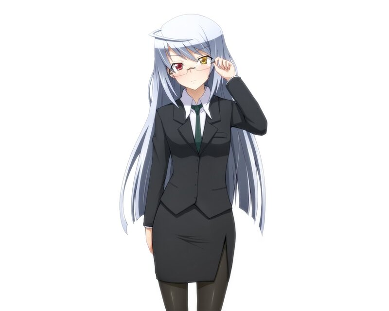 Anime Girl in Suit — White, Neutral