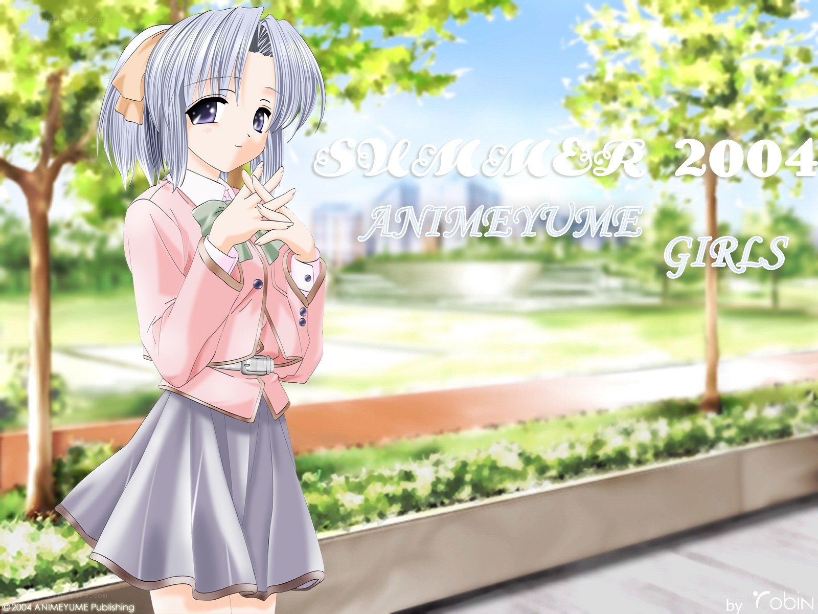 Anime girl in summer park