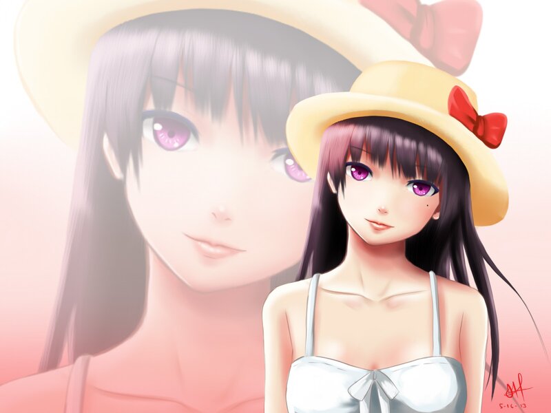 Anime girl in sun hat