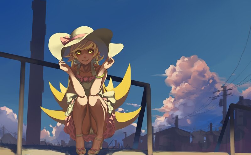 anime girl in sun hat