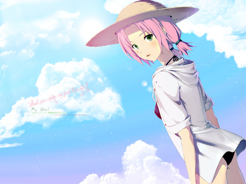 anime girl in sun hat