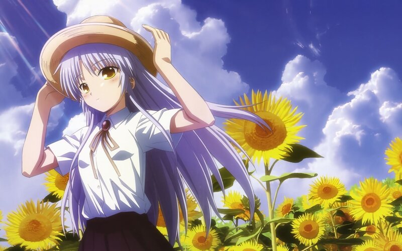 anime girl in sunflower field