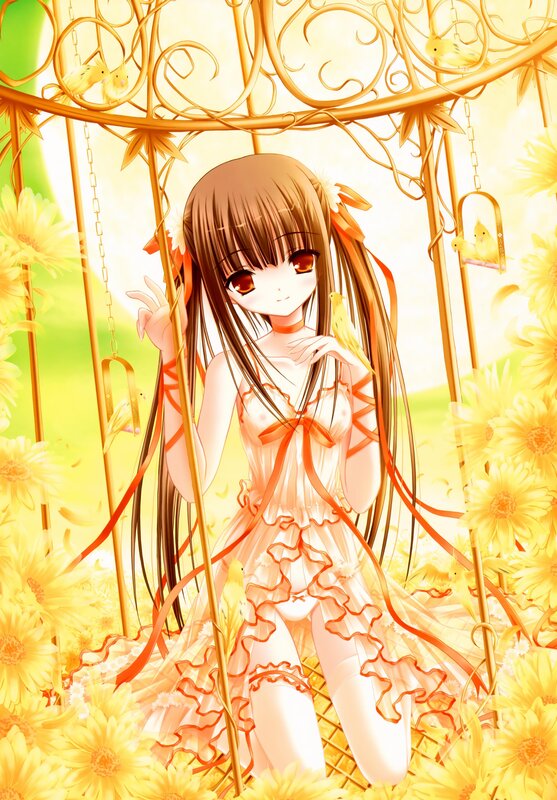 Anime girl in sunflower field