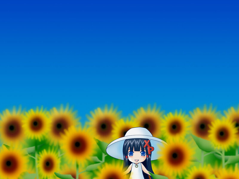 anime girl in sunflower field