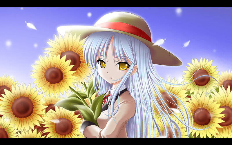 anime girl in sunflower field