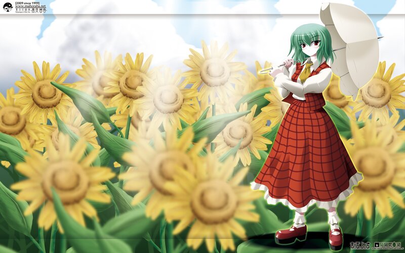 Anime girl in sunflower field