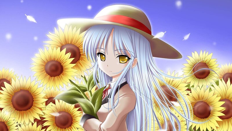 Anime girl in sunflower field