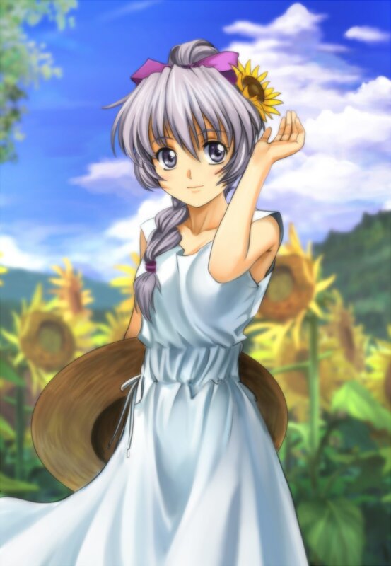 anime girl in sunflower field
