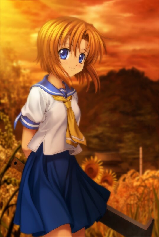 anime girl in sunflower field