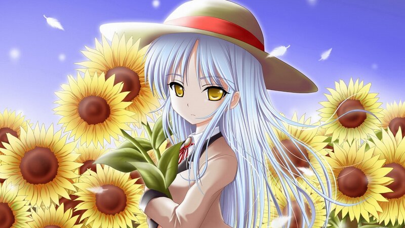 anime girl in sunflower field