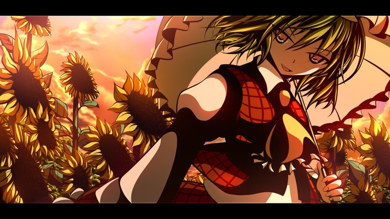 anime girl in sunflower field